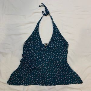 Teal Floral Halter Top